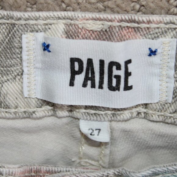 3/$30 PAIGE Leaf Patterned Denim Shorts Size 27 - Picture 2 of 4